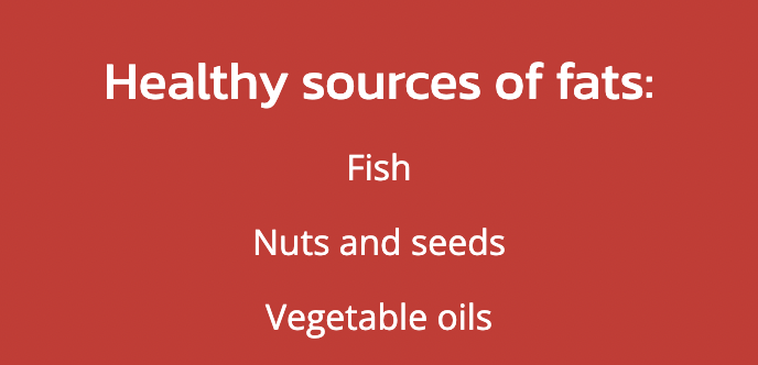 Healthy sources of fats:.