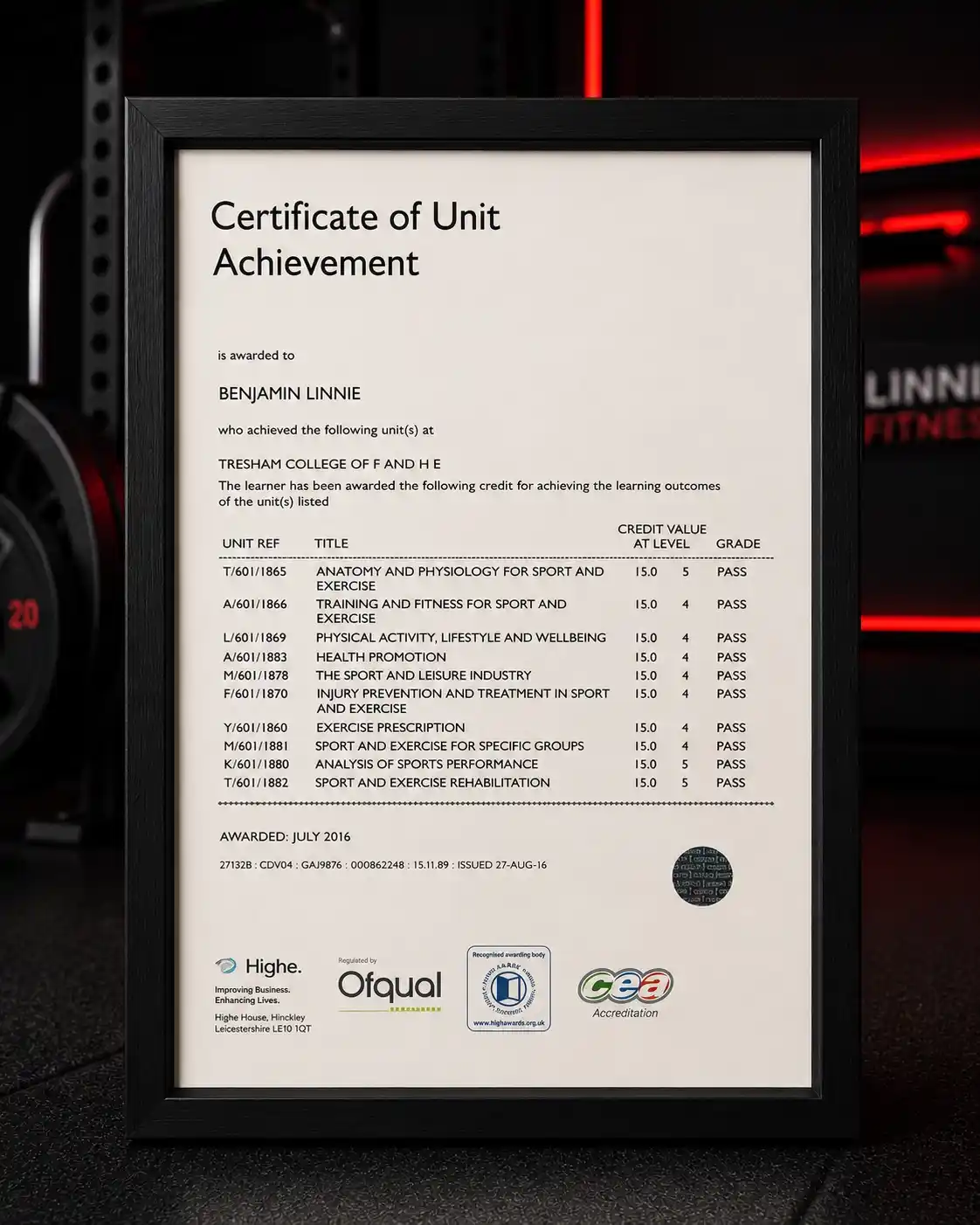 Linnie Cert 1